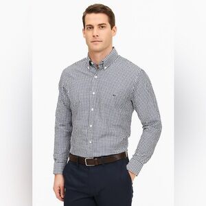 Chaps Navy and White Gingham Button-Down Shirt